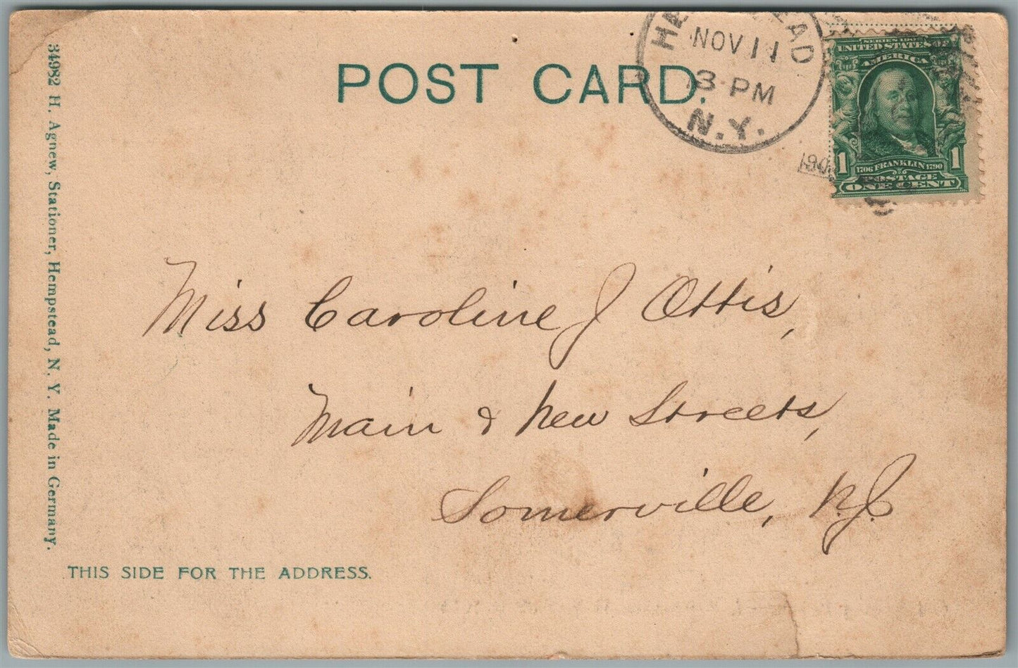 HEMPSTEAD NY OLD SEARING HOMESTEAD ANTIQUE POSTCARD