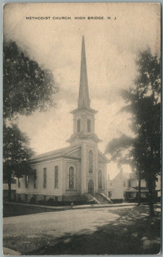 HIGH BRIDGE NJ METHODIST CHURCH VINTAGE POSTCARD