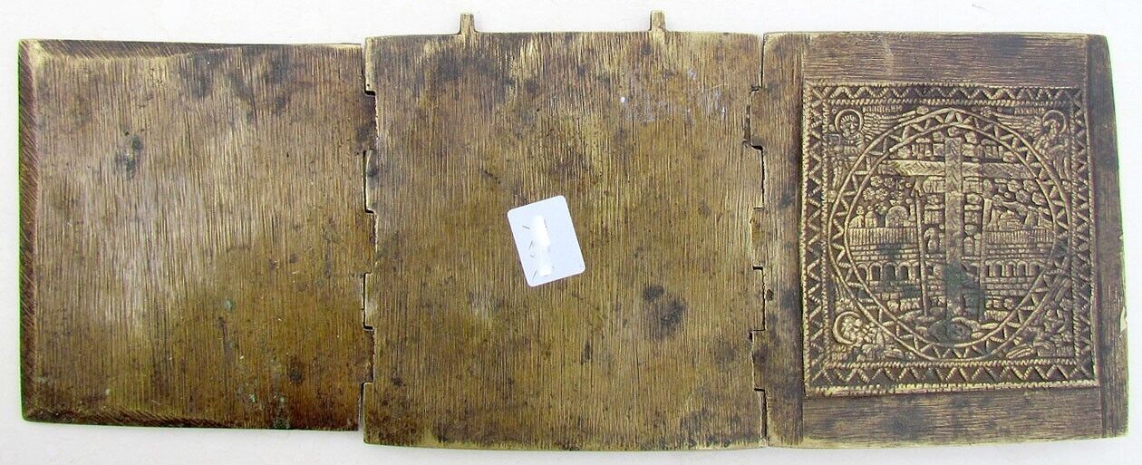 ANTIQUE 18th-19th CENTURY RUSSIAN BRONZE TRAVELER DEISIS ICONOSTASIS