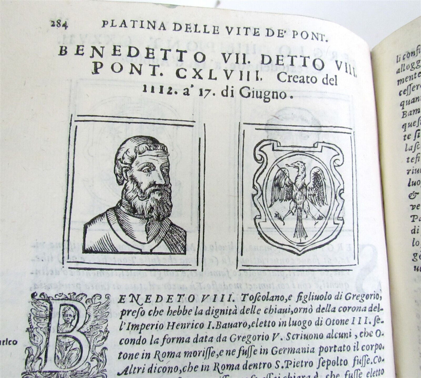 1643 BARTOLOMEO PLATINA LIVES of POPES antique 17th CENTURY ILLUSTRATED