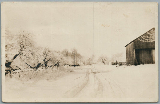 BUCKS COUNTY PA WINTER SCENE ANTIQUE REAL PHOTO POSTCARD RPPC
