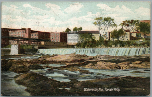 WATERVILLE ME TICONIC FALLS ANTIQUE POSTCARD