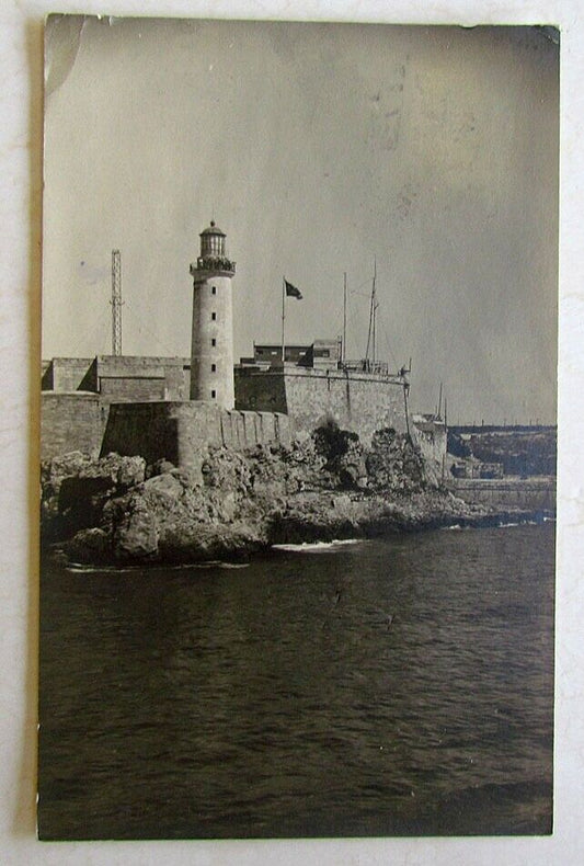 1923 RPPC VINTAGE PHOTO POSTCARD MORRO CASTLE FORTRESS HAVANA CUBA