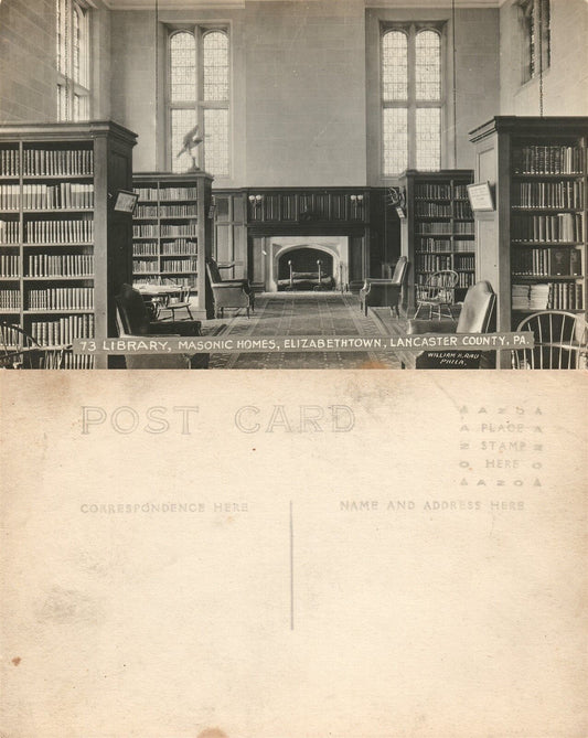 ELIZABETHTOWN LANCASTER MASONIC HOMES LIBRARY ANTIQUE REAL PHOTO POSTCARD RPPC