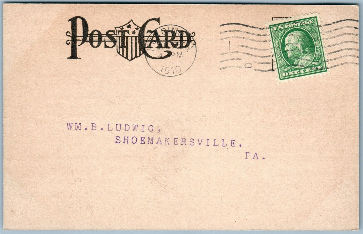 READING PA PENN NATIONAL BANK ADVERTISING ANTIQUE POSTCARD JULY 1910 CALENDAR