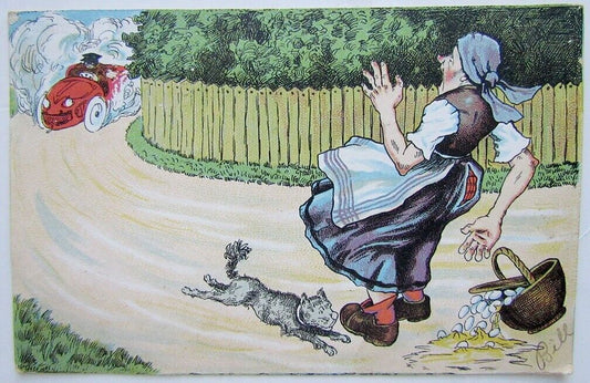 1907 VINTAGE UNDIVIDED COMIC POSTCARD - AUTO SPEEDING