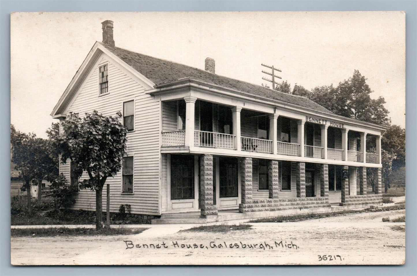 GALESBURGH MI BENNET HOUSE ANTIQUE REAL PHOTO POSTCARD RPPC