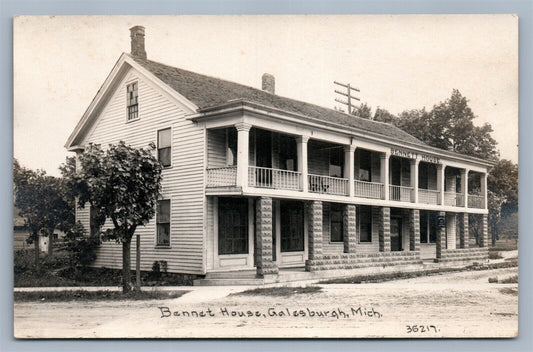 GALESBURGH MI BENNET HOUSE ANTIQUE REAL PHOTO POSTCARD RPPC