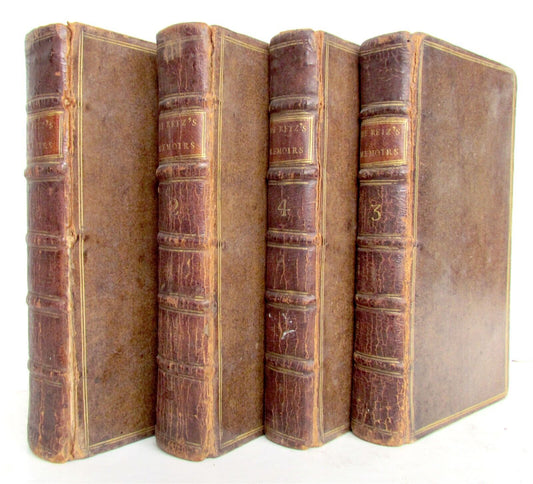 1723 MEMOIRS of the CARDINAL de RETZ 4 VOLUMES COMPLETE SET antique in ENGLISH