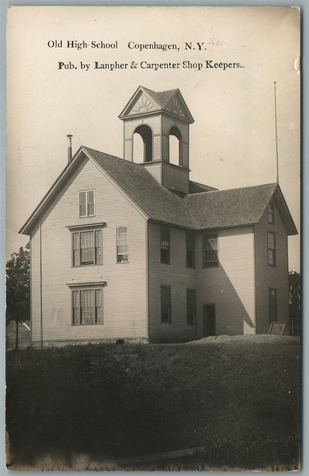 COPENHAGEN NY OLD HIGH SCHOOL ANTIQUE REAL PHOTO POSTCARD RPPC