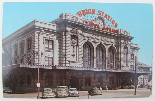 VINTAGE POSTCARD UNION STATION DENVER COLORADO train railroad railway