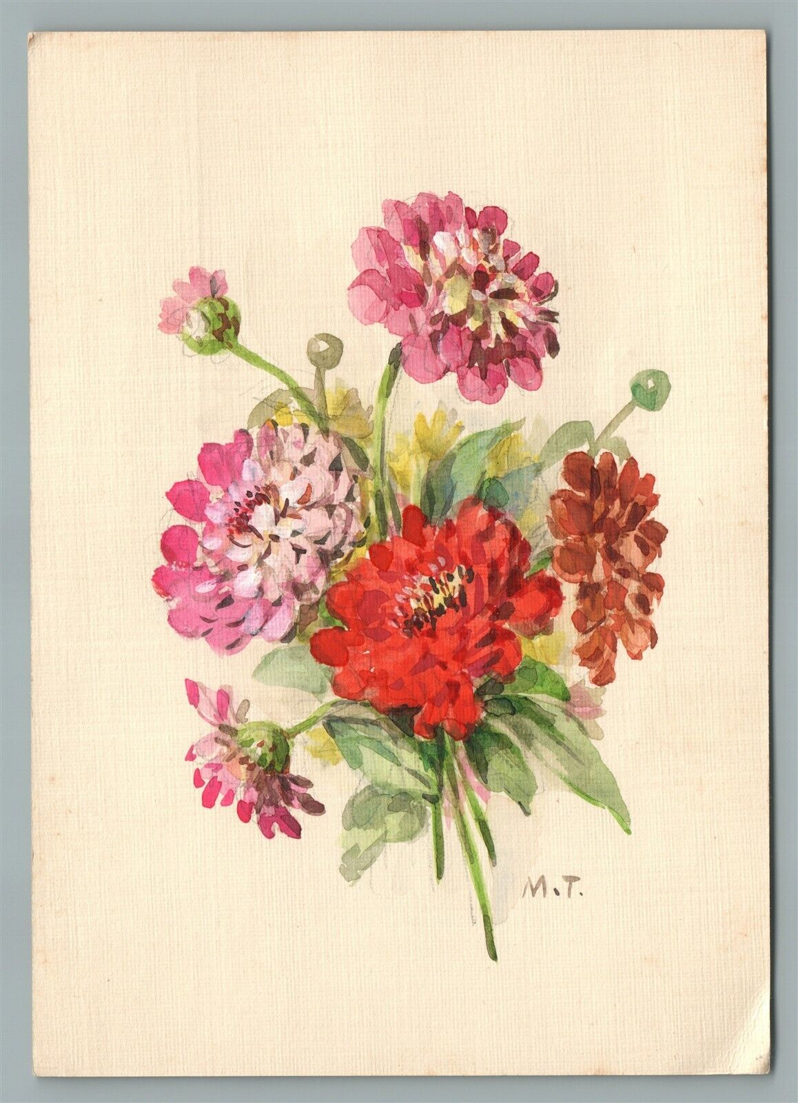 HAND PAINTED FLOWERS ARTIST SIGNED ANTIQUE POSTCARD