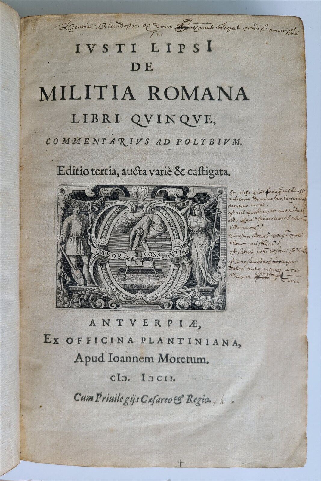 1602 DE MILITIA ROMANA by LIPSIUS antique ILLUSTRATED WARFARE Plantiniana