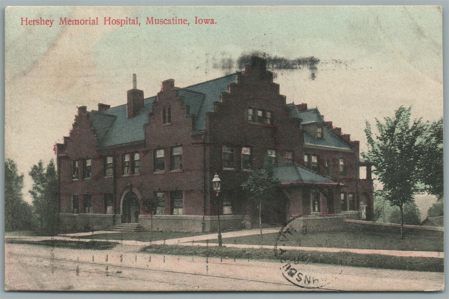 MUSCATINE IA HERSHEY MEMORIAL HOSPITAL ANTIQUE POSTCARD