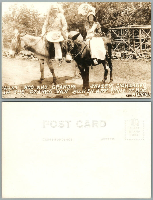 AUNT BOO & GRANDPA SNAZZY VINTAGE REAL PHOTO POSTCARD RPPC BOB BURNS HOME