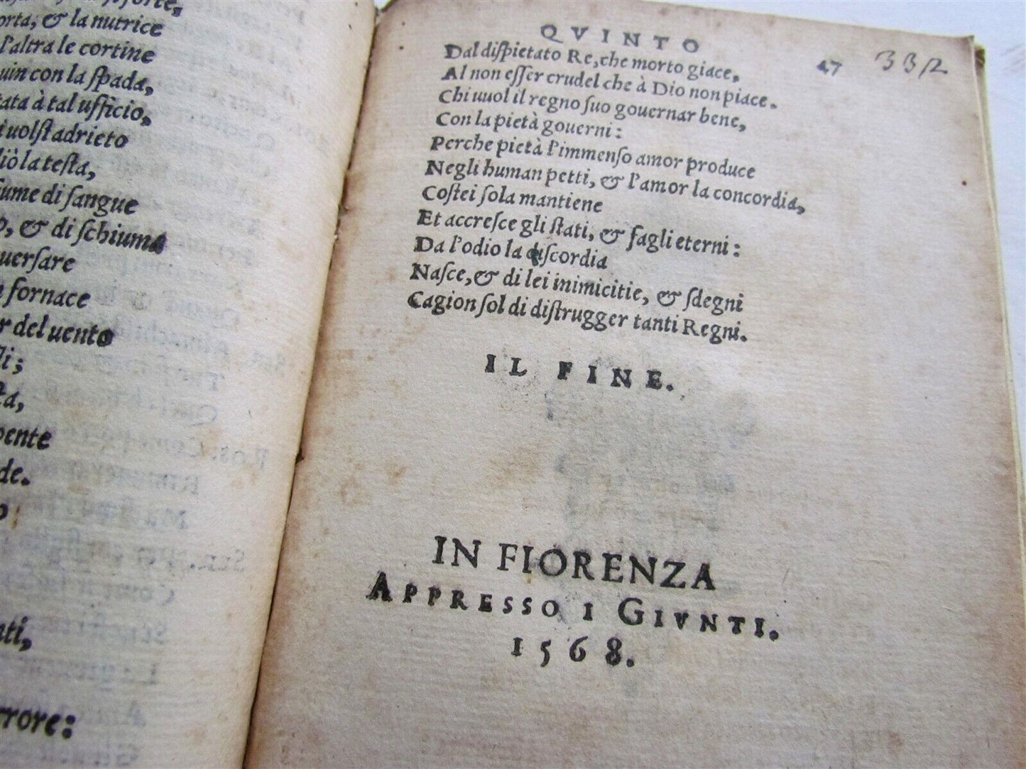 1568 POETRY Rosmunda Tragedy by Giovanni Rucellai antique VELLUM 16th century