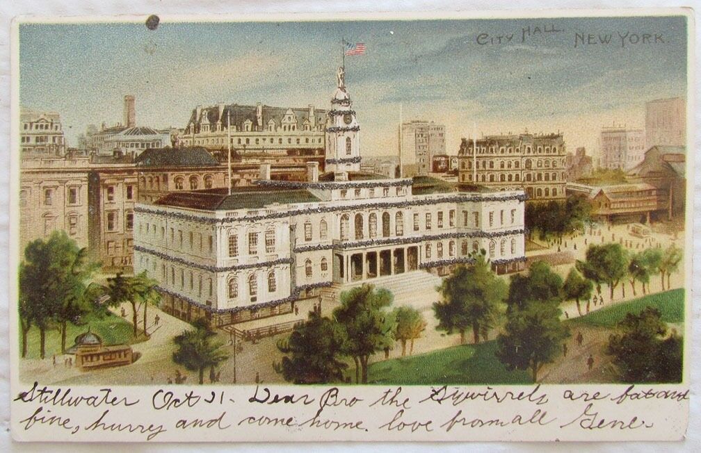 1906 ANTIQUE UNDIVIDED POSTCARD CITY HALL NEW YORK CITY N.Y.