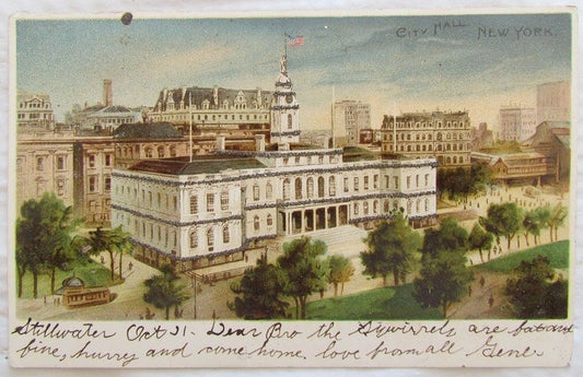 1906 ANTIQUE UNDIVIDED POSTCARD CITY HALL NEW YORK CITY N.Y.