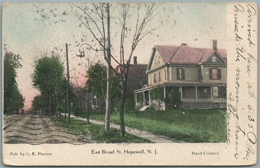 HOPEWELL NJ EAST BROAD STREET ANTIQUE POSTCARD