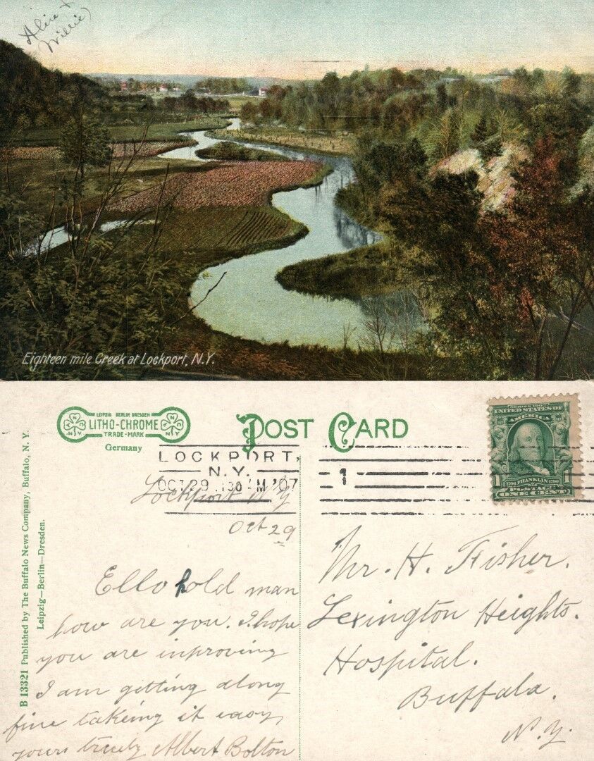 LOCKPORT N.Y. EIGHTEEN MILE CREEK ANTIQUE POSTCARD