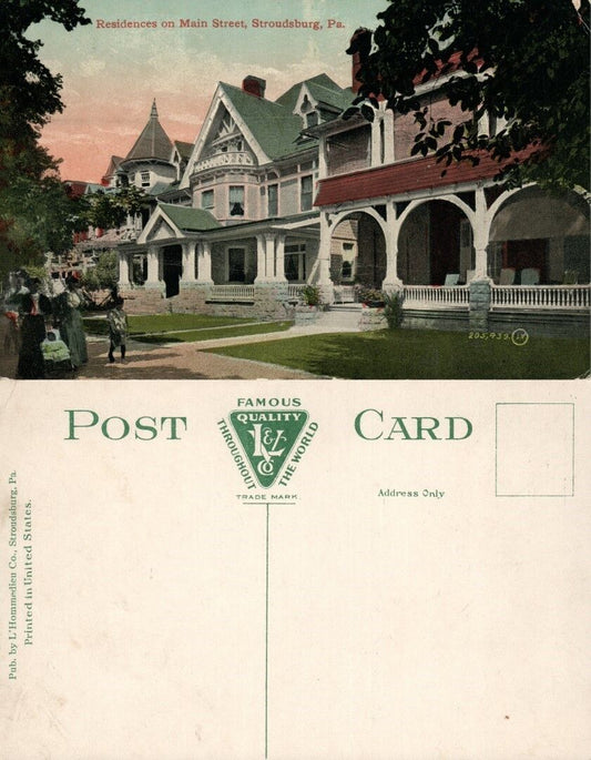 EAST STROUDSBURG MAIN STREET RESIDENCES ANTIQUE POSTCARD