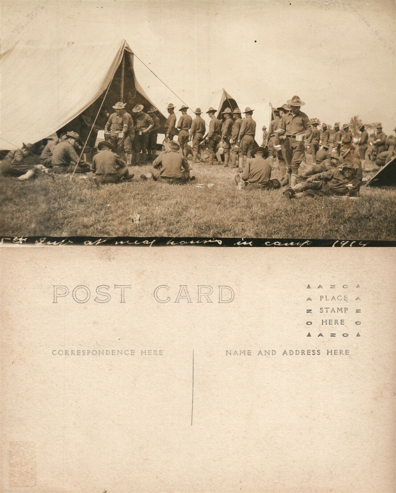 WWI MILITARY CAMP REAL PHOTO POSTCARD ANTIQUE RPPC