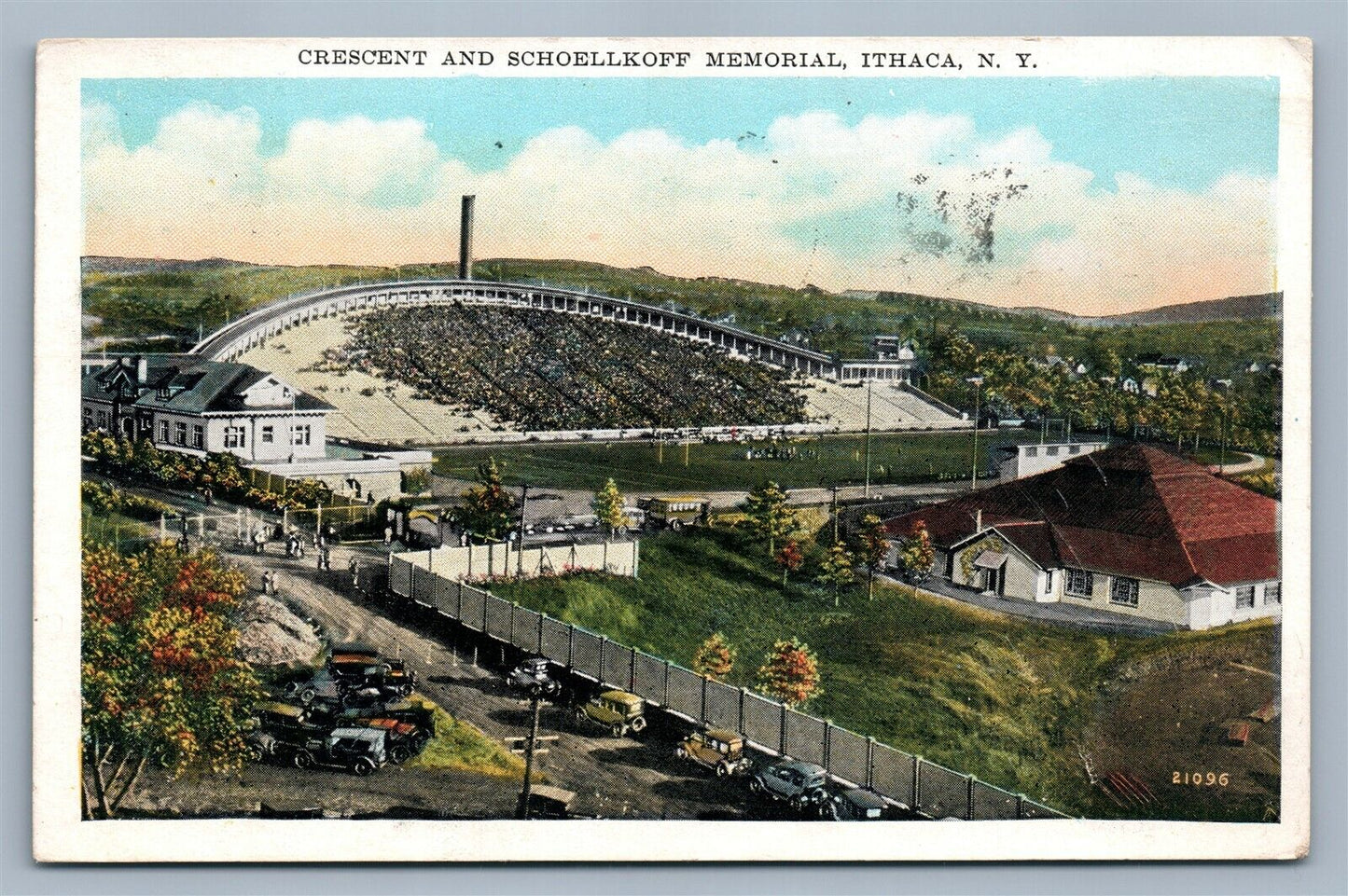 ITHACA NY CRESCENT & SCHOELLKOFF MEMORIAL ANTIQUE POSTCARD