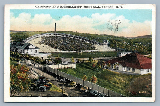 ITHACA NY CRESCENT & SCHOELLKOFF MEMORIAL ANTIQUE POSTCARD
