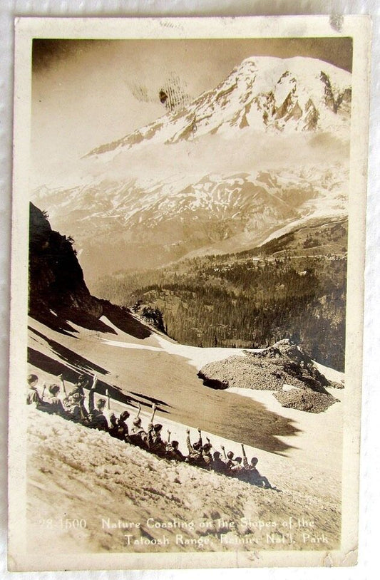 RPPC NATURE COASTING TATOOSH RANGE RAINIER NAT'L PARK WA VINTAGE PHOTO POSTCARD