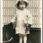 LITTLE GIRL w/ TOY HORSE ANTIQUE REAL PHOTO POSTCARD RPPC