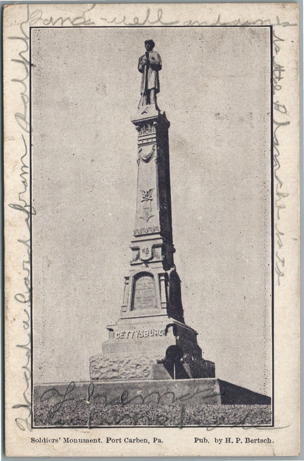 PORT CARBEN PA SOLDIERS' MONUMENT ANTIQUE POSTCARD