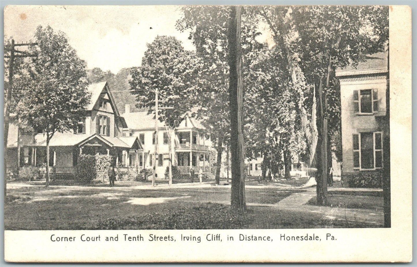 HONESDALE PA COURT & 10th STREET 1908 ANTIQUE POSTCARD