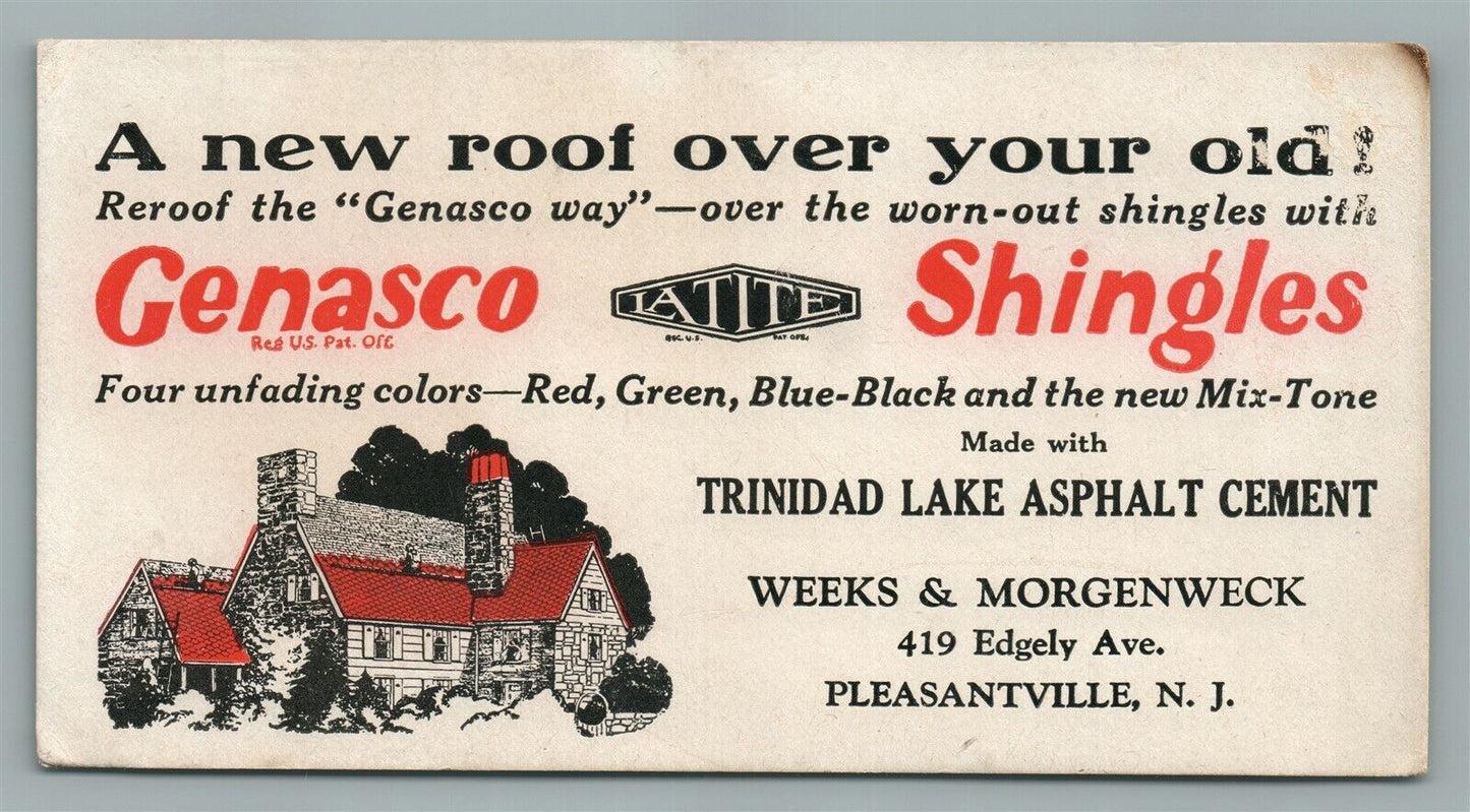 PLEASANTVILLE NJ GENASCO SHINGLES ADVERTISING VINTAGE CARD