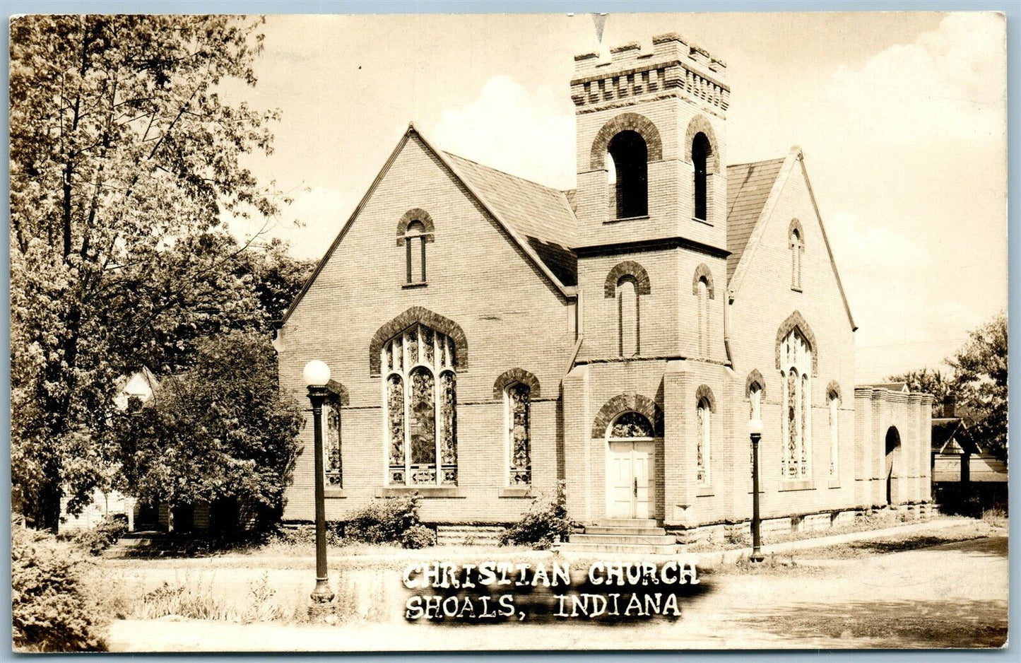 SHOALS IN CHRISTIAN CHURCH VINTAGE REAL PHOTO POSTCARD RPPC