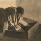 AMERICAN INDIAN WOMAN GRINDING CORN ON METATE 1910 ANTIQUE POSTCARD