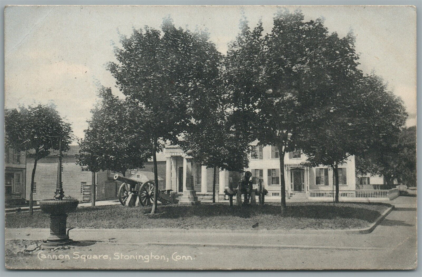 STONINGTON CT CANNON SQUARE ANTIQUE POSTCARD