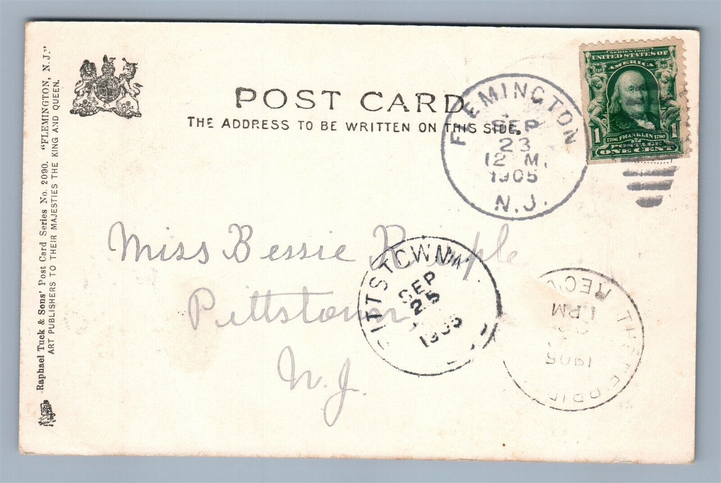 FLEMINGTON NJ PRESBYTERIAN CHURCH 1905 ANTIQUE POSTCARD