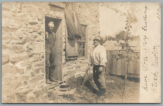 VILLAGE SCENE AT NEWTON NJ ? ANTIQUE REAL PHOTO POSTCARD RPPC