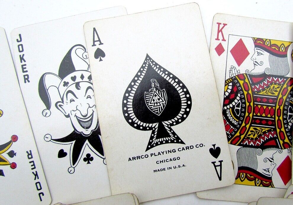 VINTAGE MIDWAY PLAYING CARDS DOUBLE DECK SET w/ BOX - FRUITS BACK by ARRCO