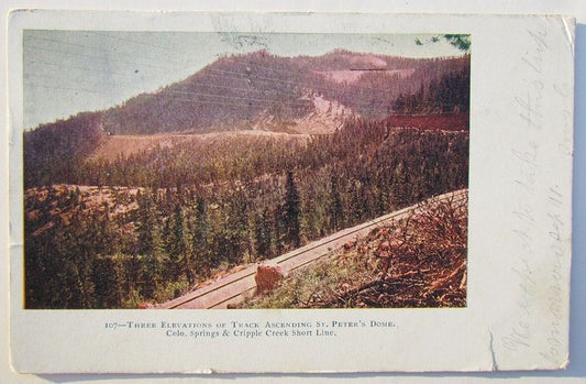 VINTAGE 1905 POSTCARD COLORADO SPRINGS CRIPPLE CREEK LINE train railroad railway