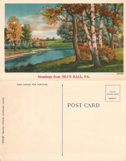 BLUE BALL PA VINTAGE POSTCARD
