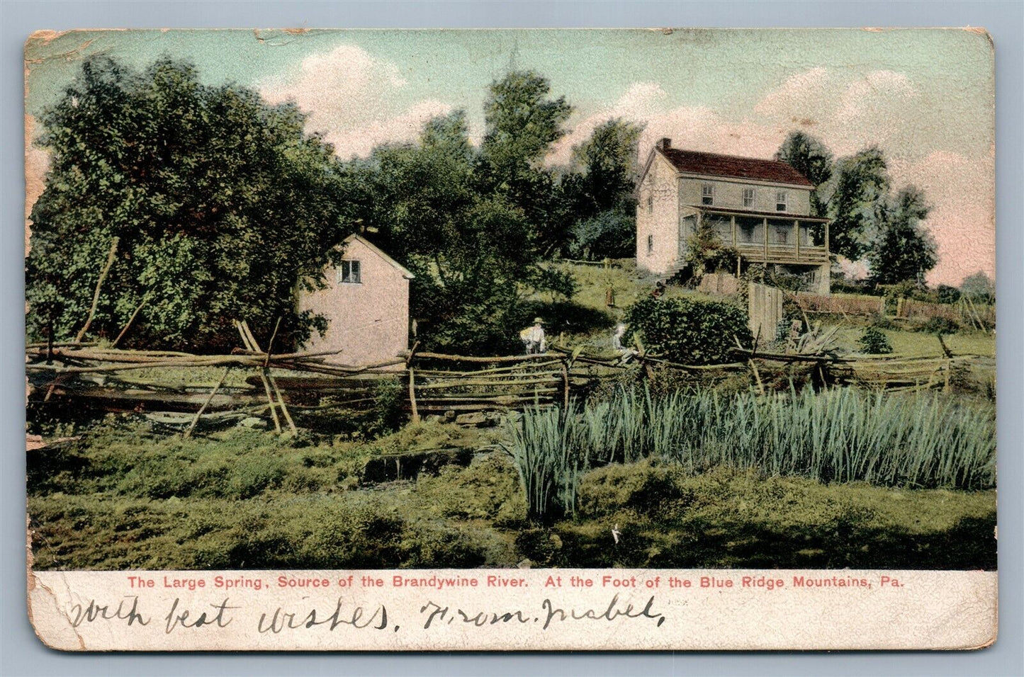 BLUE RIDGE MOUNTAINS PA LARGE SPRING BRANDYWINE RIVER SOURCE ANTIQUE POSTCARD