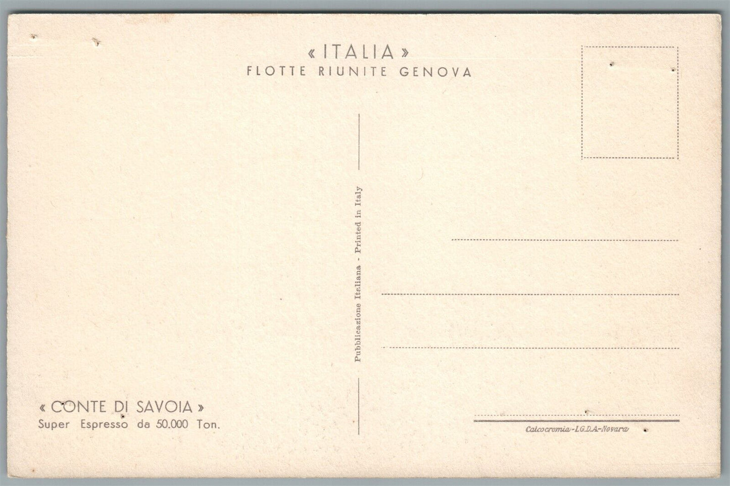 STEAMSHIP CONTE DI SAVOIA ANTIQUE POSTCARD