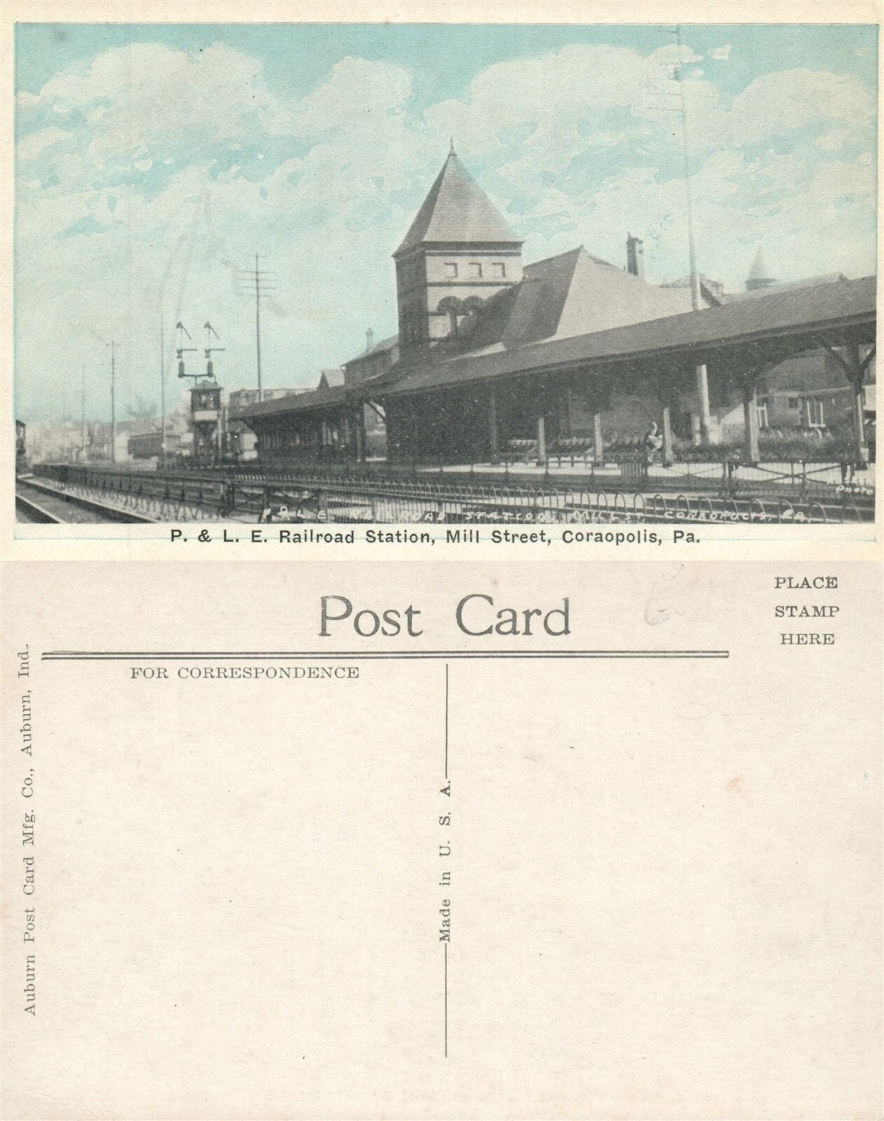 CARAOLOLIS PA MILL STREET RAILROAD STATION ANTIQUE POSTCARD railway depot