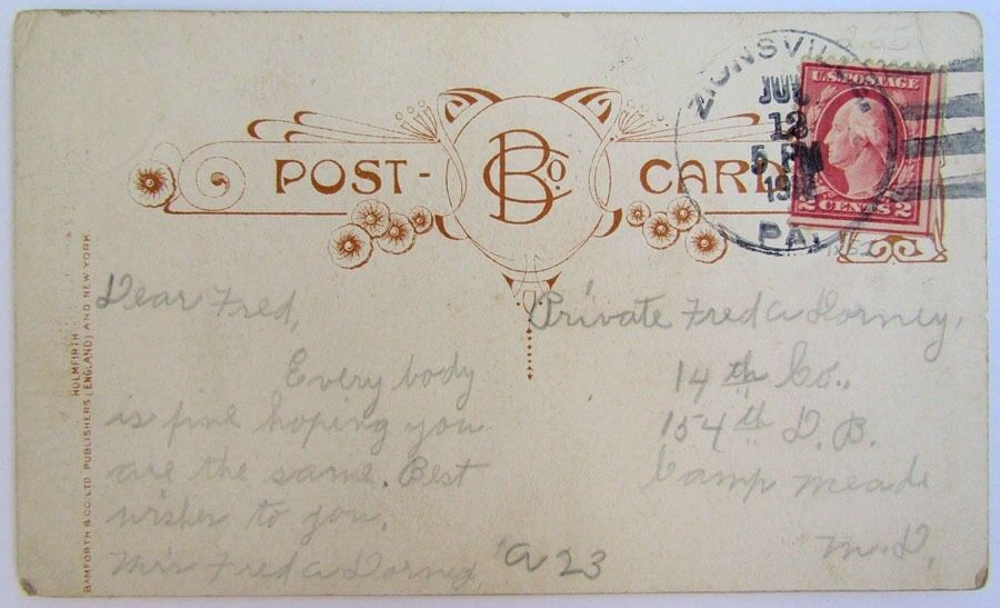 1918 ANTIQUE ROMANTIC POSTCARD - DON'T YOU KNOW I LOVE YOU IN ALLENTOWN PA