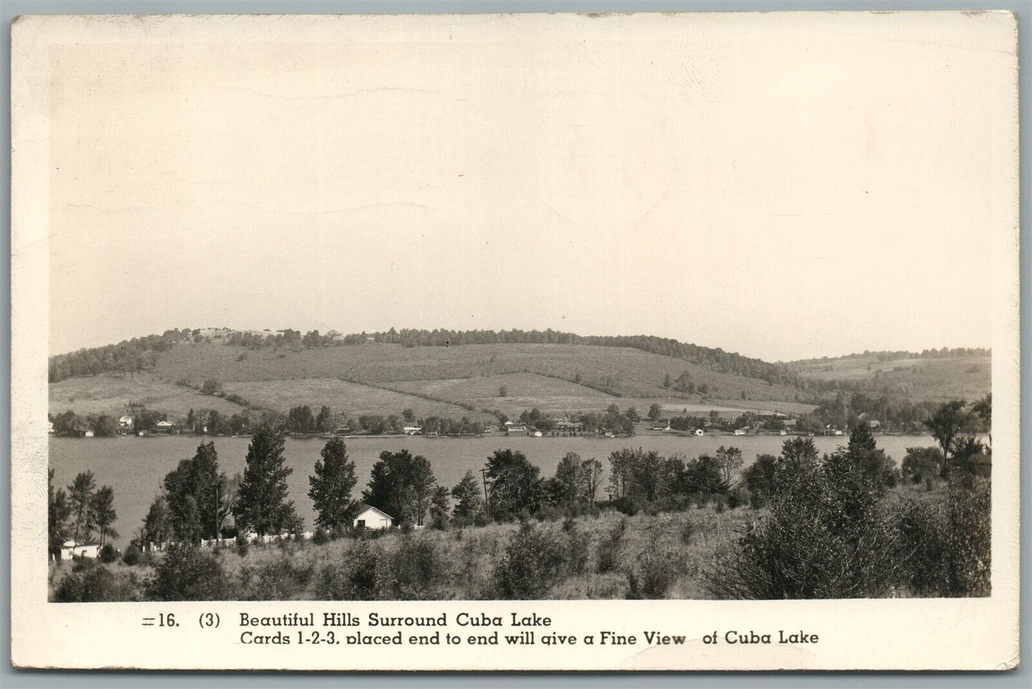 CUBA LAKE NY VIEW VINTAGE REAL PHOTO POSTCARD RPPC