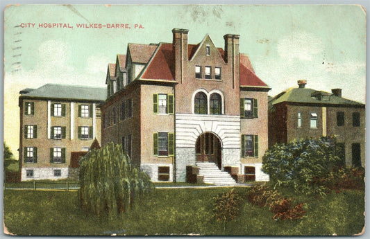 WILKES-BARRE PA CITY HOSPITAL 1908 ANTIQUE POSTCARD