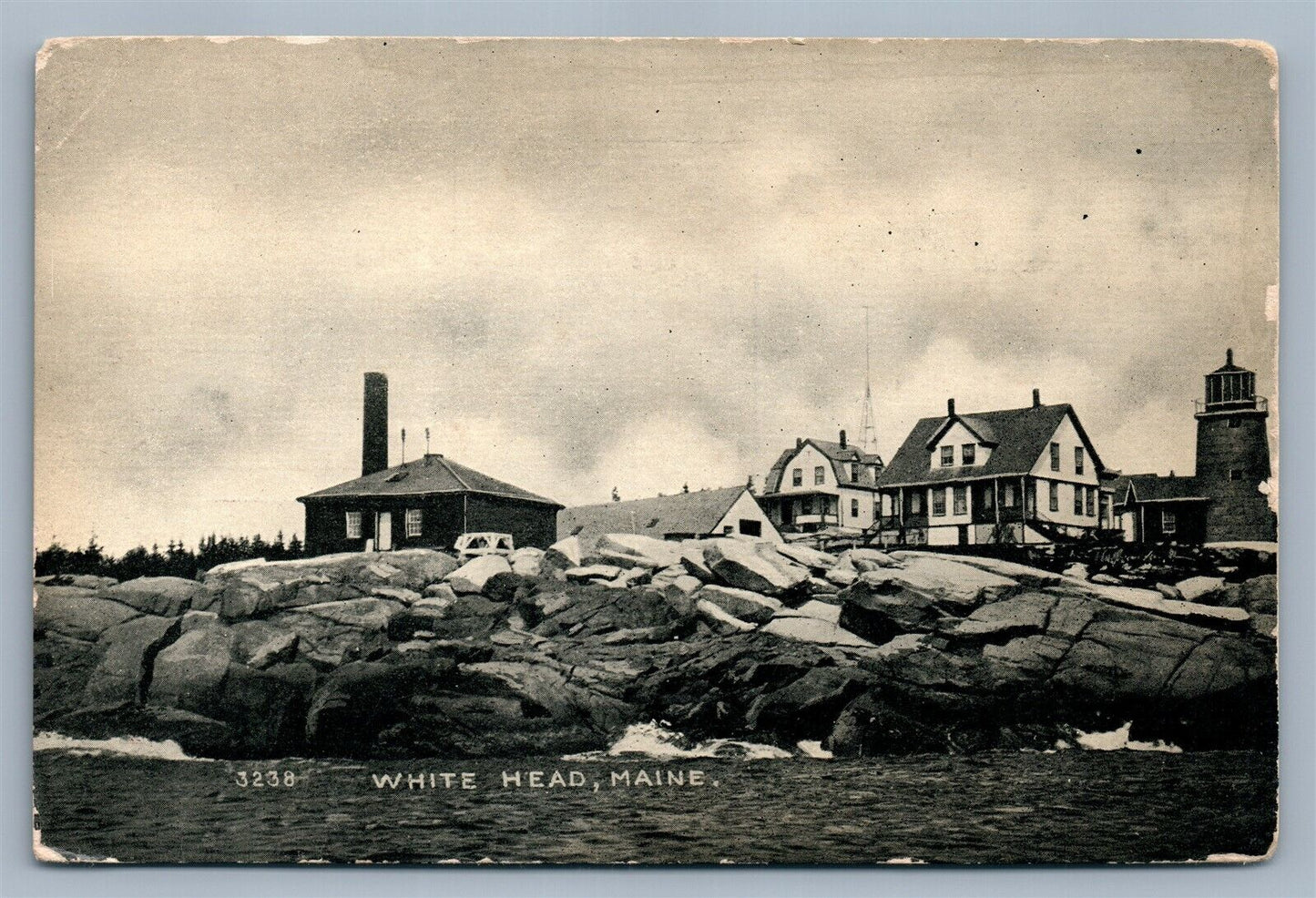 WHITE HEAD ME LIGHT HOUSE ANTIQUE POSTCARD