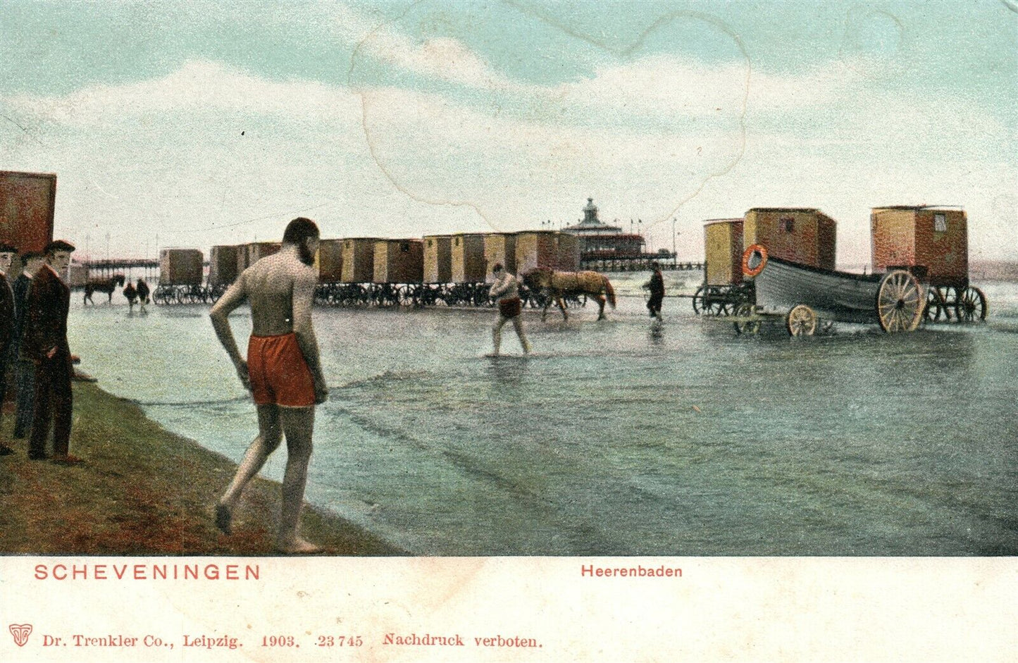 NETHERLANDS SCHEVENINGEN HEERENBADEN ANTIQUE POSTCARD