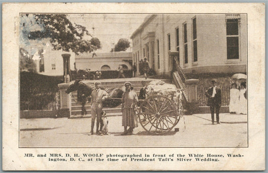 DISTANCE WALKERS D.H.WOOLF in FRONT of WHITE HOUSE ANTIQUE POSTCARD KANSAS CITY